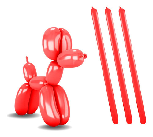 Balão Espaguete Big 260 Bexiga Canudo Liso 50 Unidades Cor Liso Vermelho