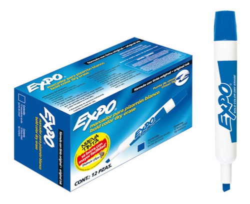 Caixa de marcador Expo Whiteboard com 12 unidades de cor azul de baixo odor