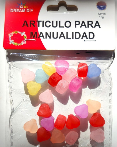 Cuentas Opacas Corazones 12 Mm 45 Gramos (3 Bolsas) Multi.