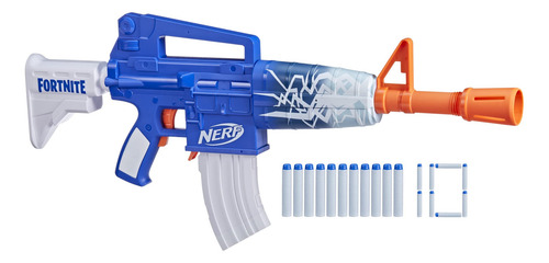 Dart Blaster Nerf Fortnite Blue Shock Con Clip Para 10 Dardo