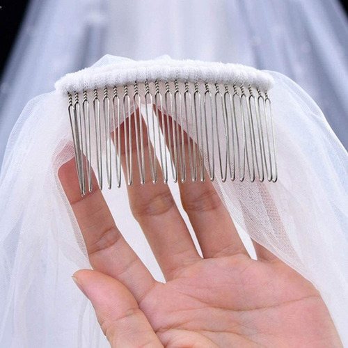 Velo Corto De Novia Con Borde De Encaje, Velos De Novia Con