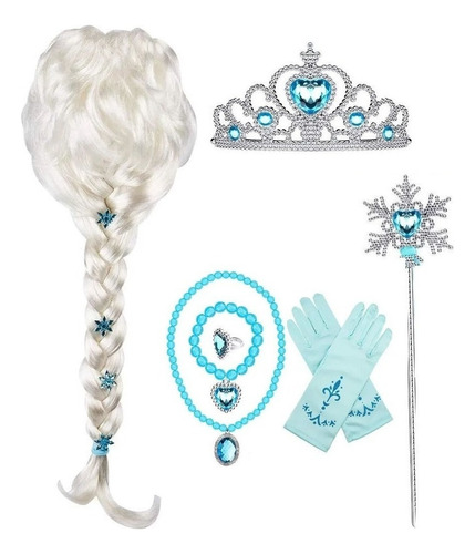 Peluca Elsa Frozen Cosplay Fantasy Girl Infant Set De 7
