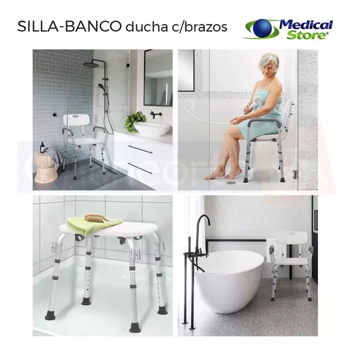 Silla Banco Ducha Aluminio Ajustable Brazos Antiderrapante