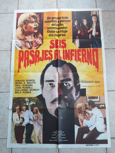 Poster Afiche Cine Argentino - Seis Pasajes Al Infierno  *