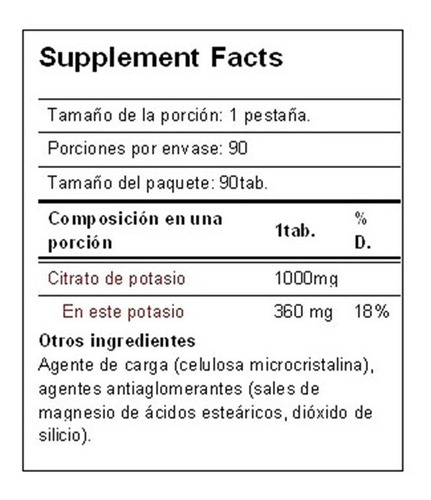 Imagen 2 de 3 de Potasio 90 Tabletas - Realpharm