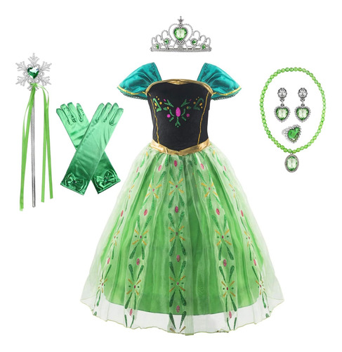 Tsizfxi Niñas Princesa Vestir Ropa Verde Halloween Fiesta De