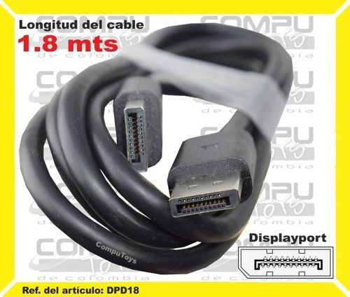 Cable 1.8 M Display Port Machos Ref: Dpd18 Computoys Sas