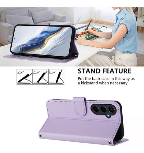 Funda De Piel Tipo Cartera Para Teléfono Vivo Y, Tarjetero, Color Morado Pt188