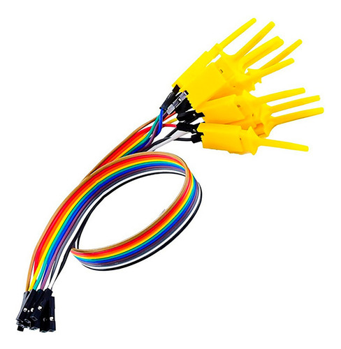 Tecneu 10 Ganchos De Prueba Analizador Logico Clip Con Cable Dupont