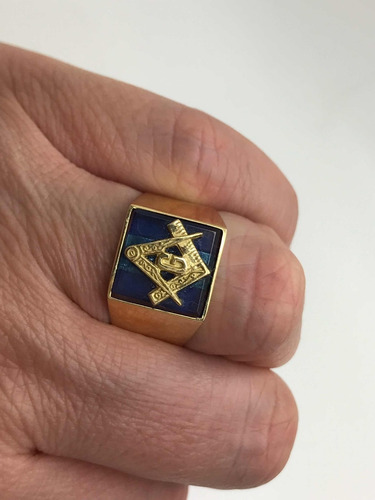 Maçom Anel Ouro 18k Com Pedra Triângulo G Mestre Aprendiz
