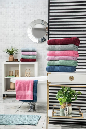 Toalla De Baño 100% Algodón Varios Colores Azul Lisa