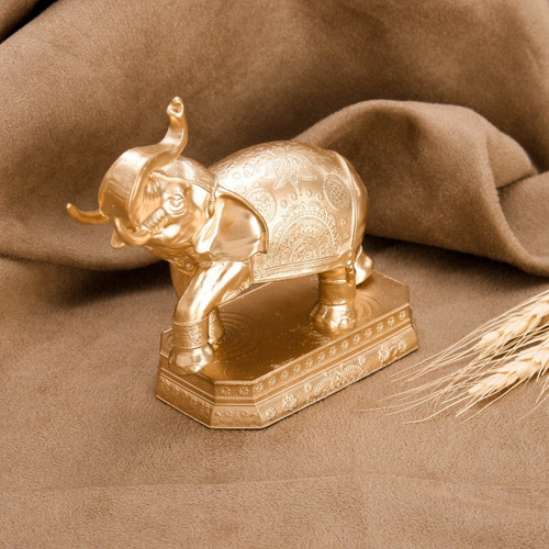 Estátua De Elefante Fonte Proteção Sabedoria Sorte Riqueza Cor Dourado