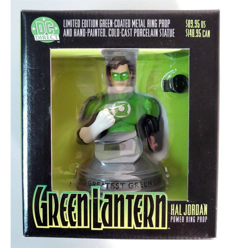 Dc Direct Anel Do Lanterna Verde Hal Jordan Em Metal E Busto