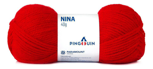 Lã Nina Pingouin 40g - Kit (pacote) Com 5 Novelos  Cor 0314 - Tomate