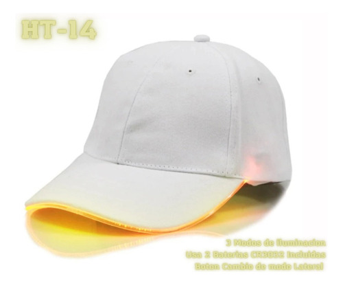 Gorra Led Blanca Luz Led Amarillo