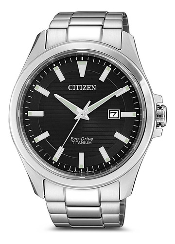 Reloj Citizen Hombre Eco-drive Titanium Bm747084e Color de la malla Plateado Color del bisel Plateado Color del fondo Negro