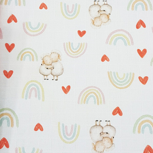 Fralda Estampado Mini Quadriculado Ovelhinhas, 50cm X 75cm