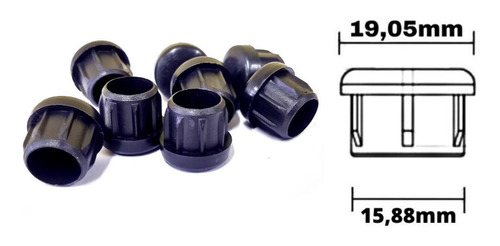 Ponteira Interna Redonda 3/4 (1,9cm) Preta - 500 Peças