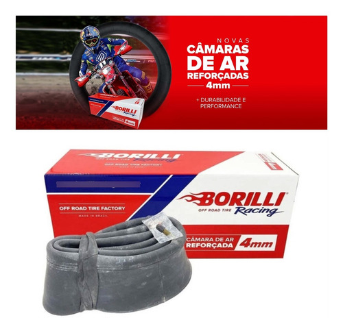 Imagem 1 de 6 de Camara Ar Moto Borilli Reforcada 4mm Aro 18 Trilha Motocross