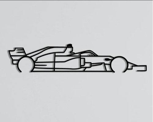 Cuadro Decorativo Silueta Auto Formula 1 Carrera Madera 