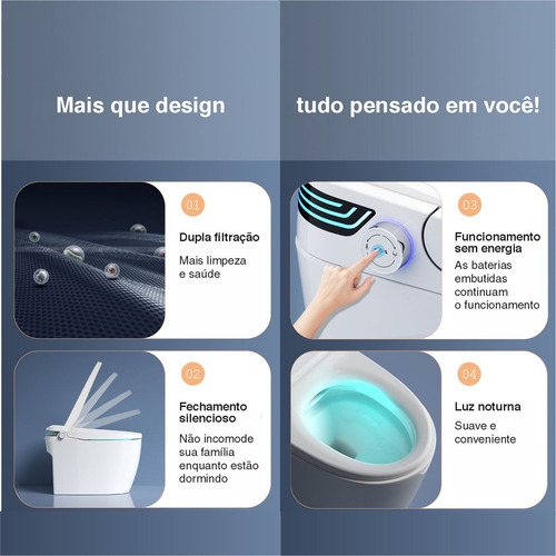 Vaso Sanitário Inteligente Luxo Smart Toilet Bacia Sanitária Cor Branco