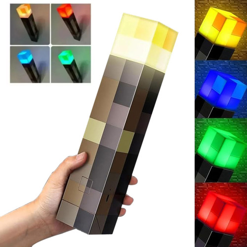 Lámpara Antorcha Minecraft Brownstone Luz Nocturna Led De S