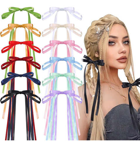 12pcs Arcos Del Pelo Mujeres De Niñas, Cinta De Borlas...