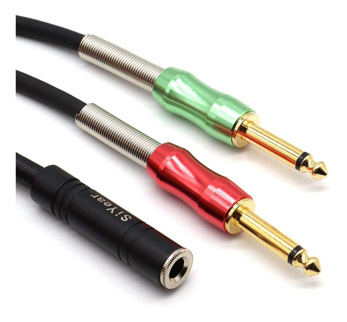 Cable De Audio Trs 1/4  Hembra A 2 Macho | Negro / 50cm