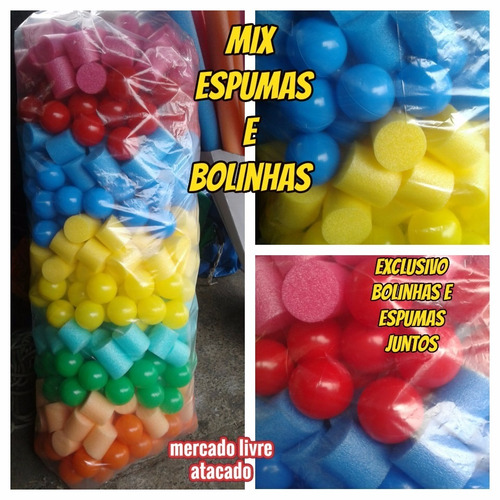 Imagem 8 de 10 de Bolinhas + Espumas Mix Piscina Kit C/ 500 Unidades Promoção