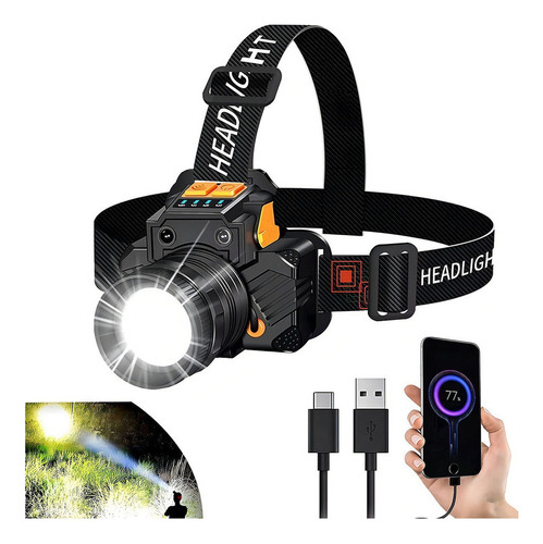 Qw1 Linterna Led Para Minería Recargable Usb Con Sensor