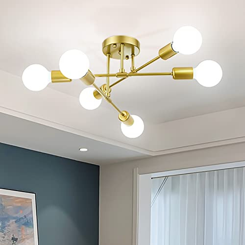 Lámpara De Techo Sputnik Moderna, 6 Luces, Oro, Estilo