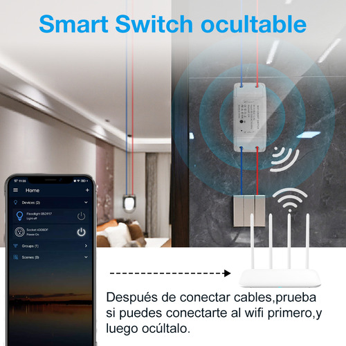 2 Psc Interruptor Inteligente Smart Switch Wifi Para Alexa Interruptor Inteligente Relevador 110v AC Componentes Electronicos