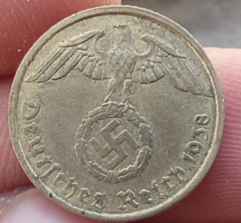 Moneda Alemania Segunda Guerra Mundial 5 Pfening 1938 G