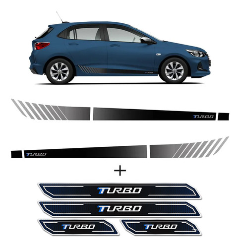 Kit Faixa Lateral Onix Turbo Hatch 2020 + Soleira Protetora