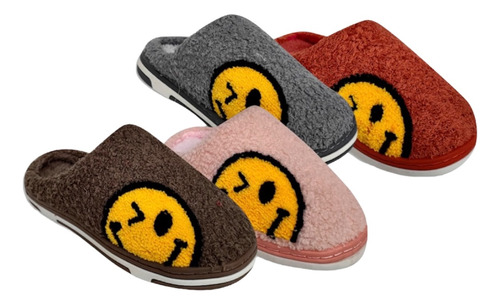 Pantuflas Adultos Unisex Cara Feliz Zapatillas De Abrigo