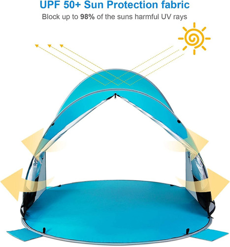 Wolfwise Upf 50+ Easy Pop Tienda De Playa De 3 A 4 Personas