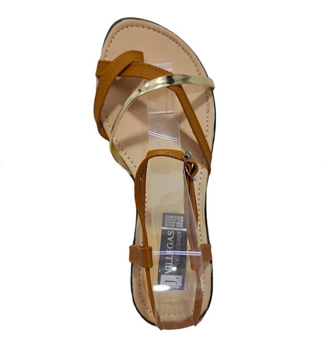 Huarache Correa Tira Dorada Ajustable Cómodo Duradero Suave