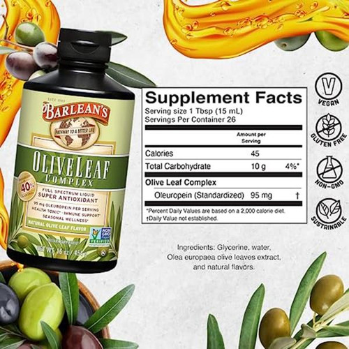 Barlean's Organic Oils Olive Leaf Complex Immune Support Liq