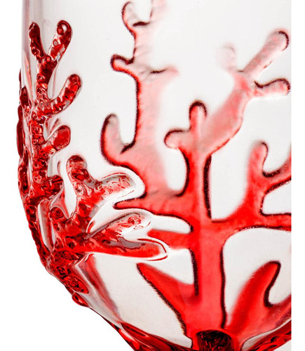 6 Taças Wolff Coral De Acrílico Vermelho