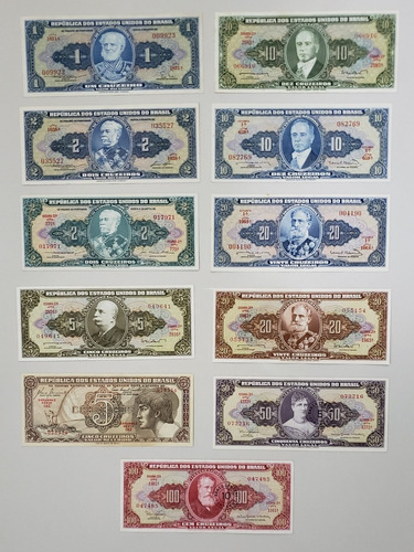 Lote De 11 Cédulas Antigas De Cruzeiros 1960