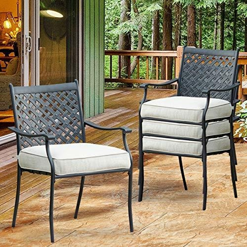 Top Space - 4 Sillas Para Comedor Al Aire Libre De Metal; Mu