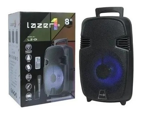 Radio+parlante Negro Portable Bluetooth Luz Led + Microfono 