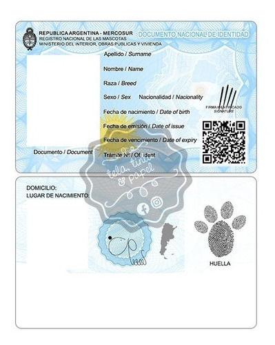 Plantilla Dni Mascotas Editable - Para Perros, Gatos, Etc