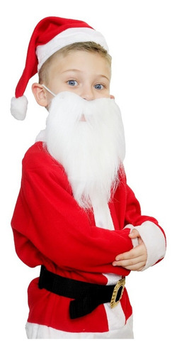 Disfraz Santa Claus Clasico Con Barba Blanca Niño