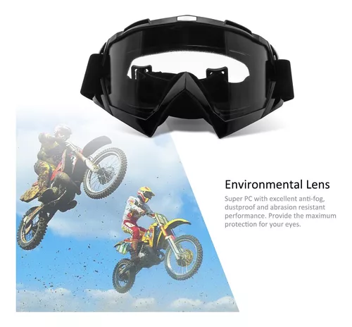 Gafas de motocross, a prueba de viento, a prueba de polvo, resistentes a  los arañazos, gafas de esquí protectoras de resina sintética (armazón negro  +