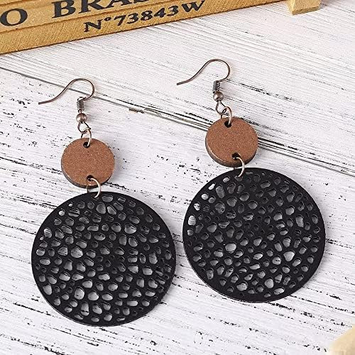 Pendientes Geométricos Redondos De Madera Azusa Sun Pendient