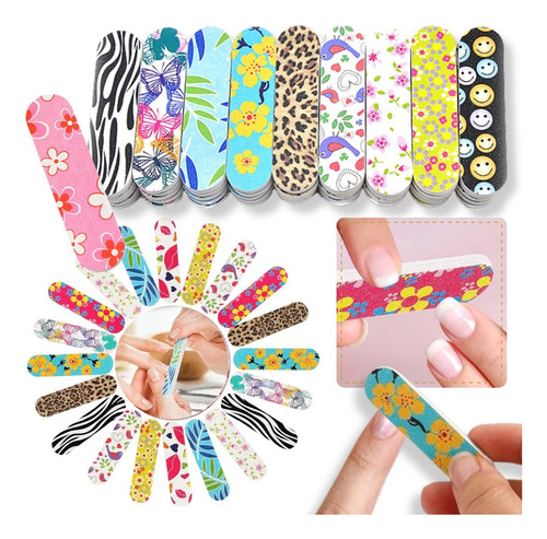 3 Limas Mini Estampadas Para Manicuria Uñas Esculpidas