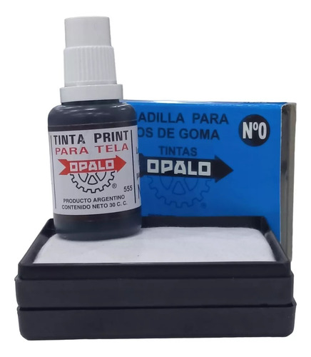 Tinta Opalo Textil 30 Cc + Almohadilla 7,5x5,5 Cms Color Negro