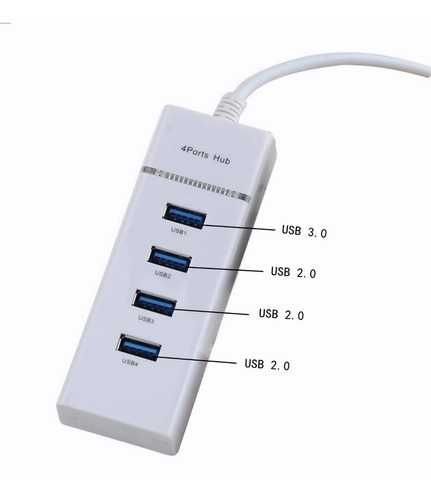Imagen 2 de 9 de Hub 4 Puertos Multi Usb 3.0 Indicador Luz Led Adaptador