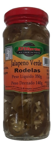 Pimenta Jalapeno Verde Em Rodelas D'horta 140g Drenado